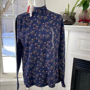 Floral Blue Women’s Mock Tuetleneck